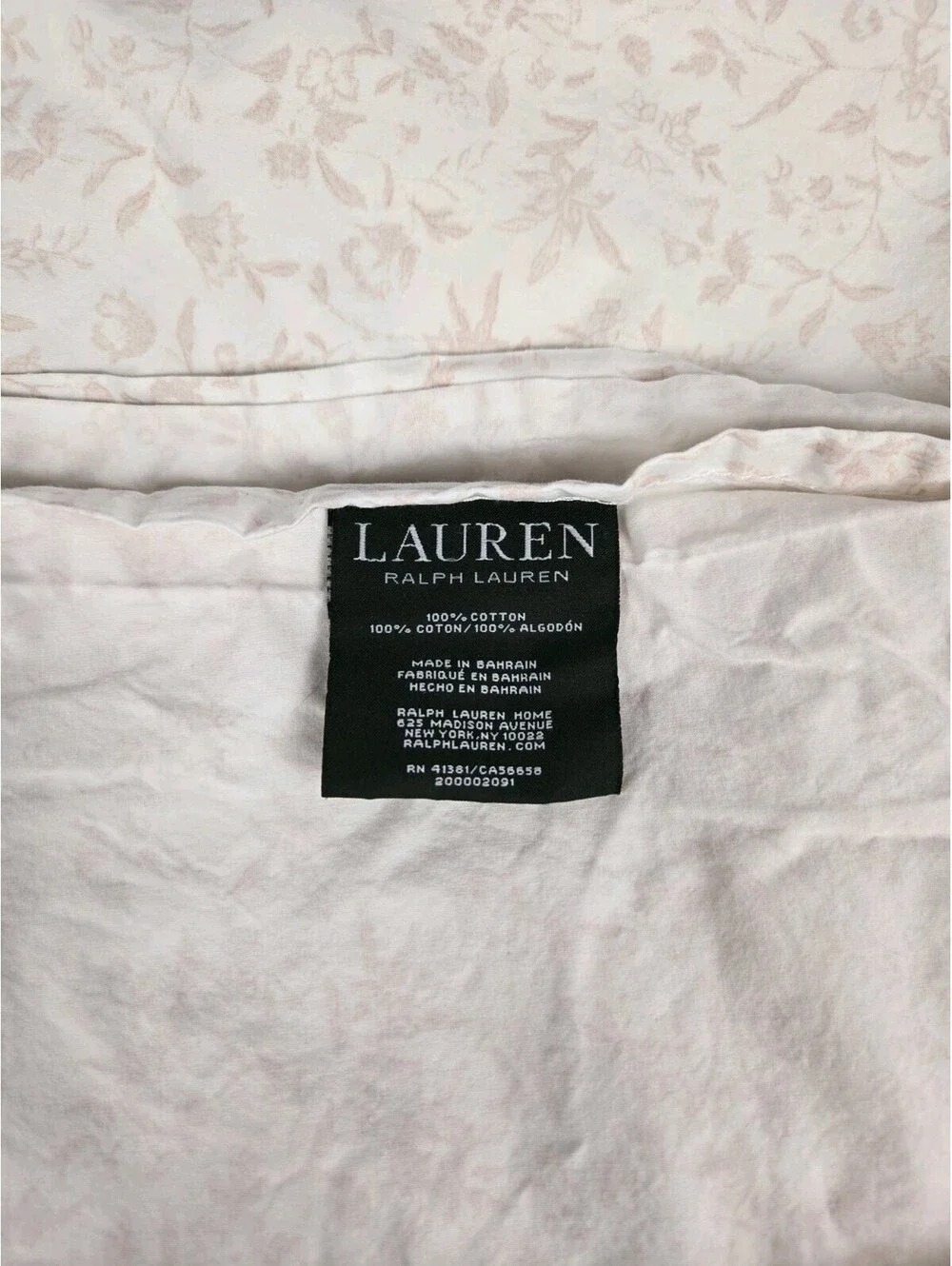 Lauren Ralph Lauren Light Pink Flower Flat Sheet Queen